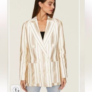 Gently Used 7 for All Mankind Striped Gold and White Women's Blazer Size Small